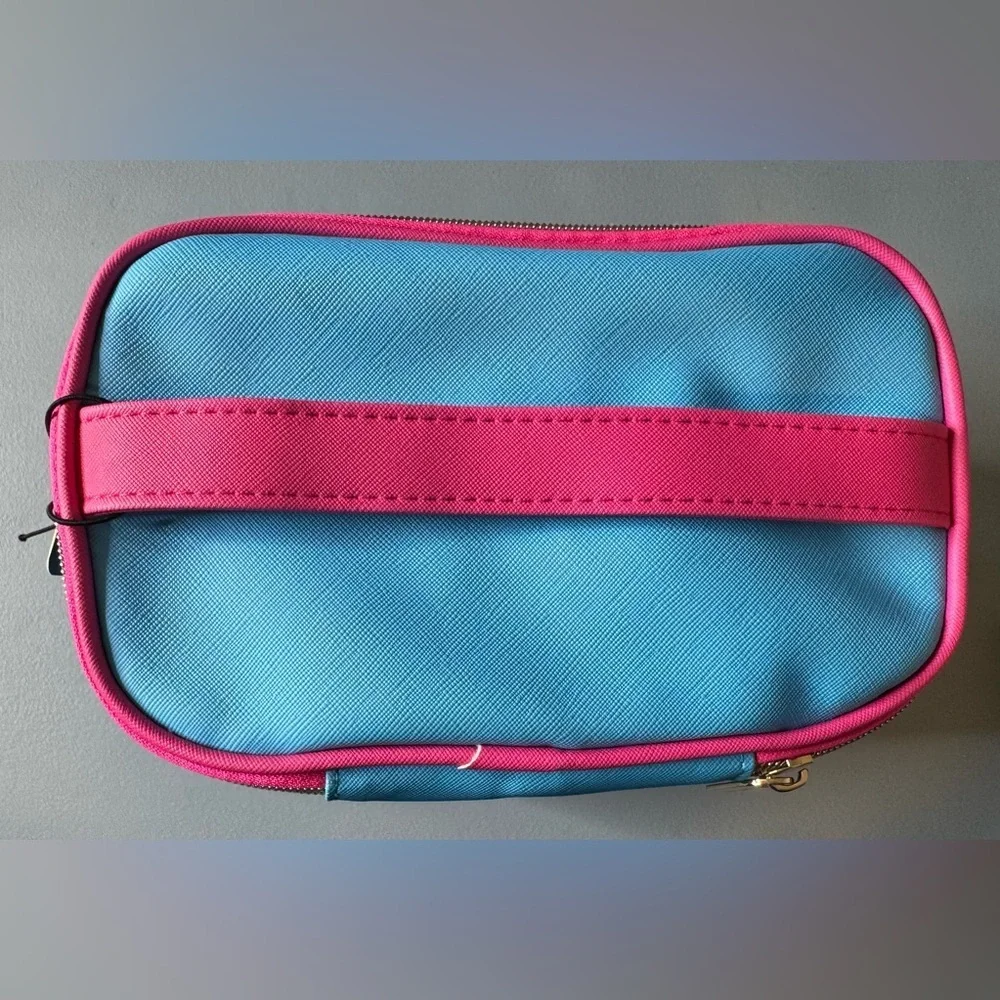 French bull Blue and Pink Smile Cosmetic train case cosmetic Bag